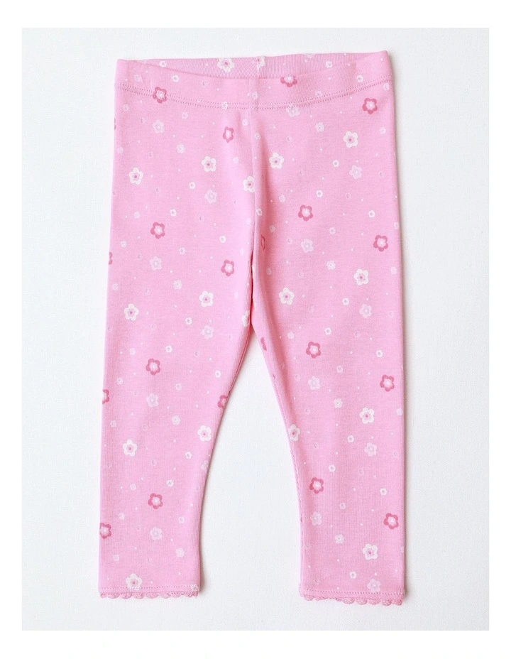Lace Trim Leggings in Pink image 1