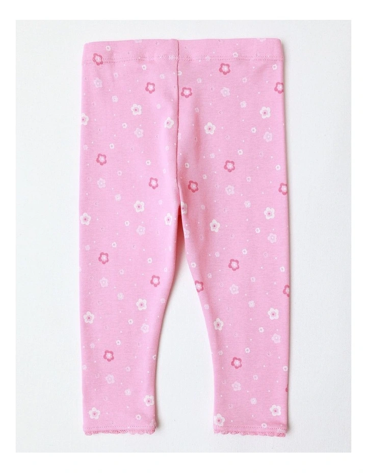 Lace Trim Leggings in Pink image 3