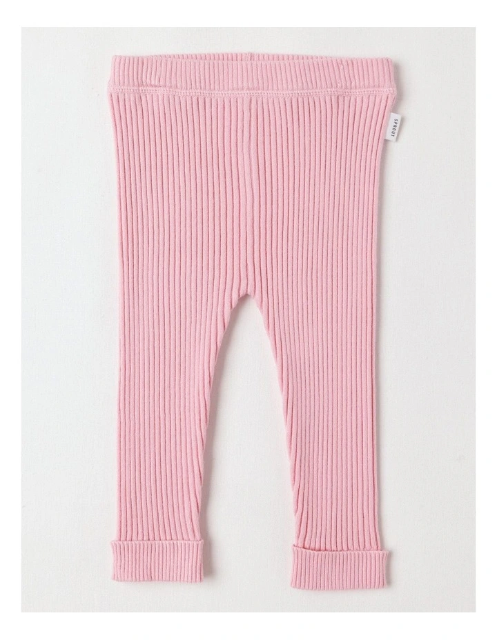 Essential Rib Leggings in Pale Pink image 1