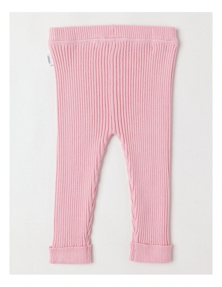 Essential Rib Leggings in Pale Pink image 3