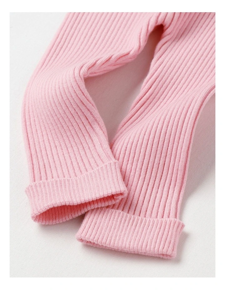 Essential Rib Leggings in Pale Pink image 4