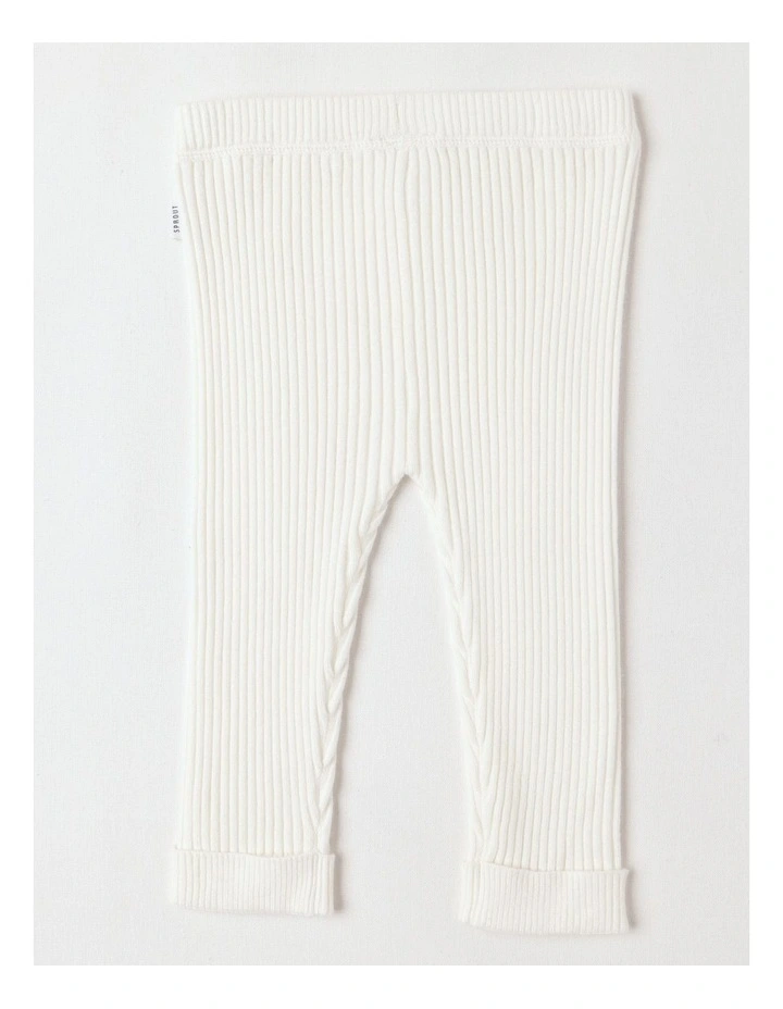 Essential Rib Leggings in Cream image 3