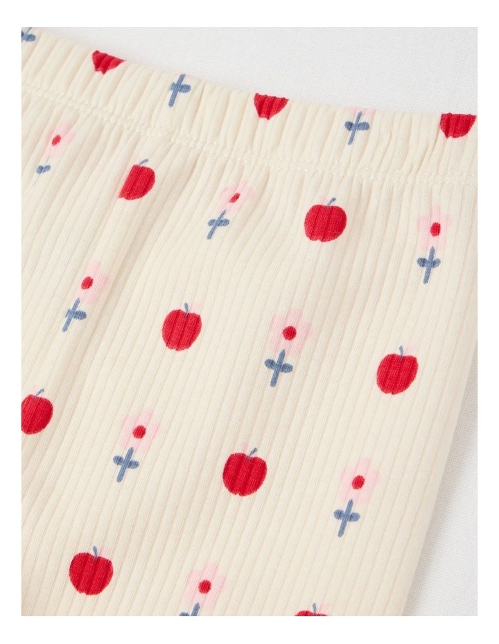 Brushed Rib Flowers & Apples Leggings in Bone image 4
