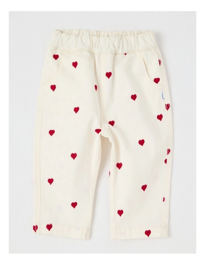 Heart Twill Pants in Bone image 1