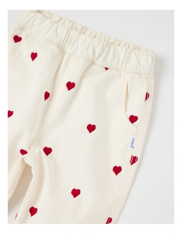 Heart Twill Pants in Bone image 2