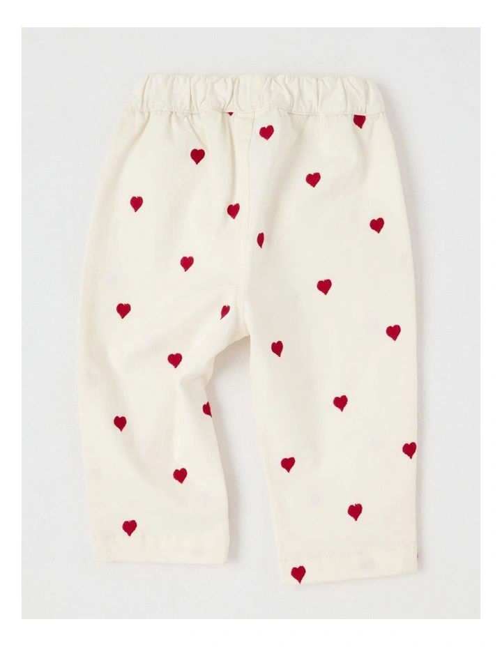 Heart Twill Pants in Bone image 3