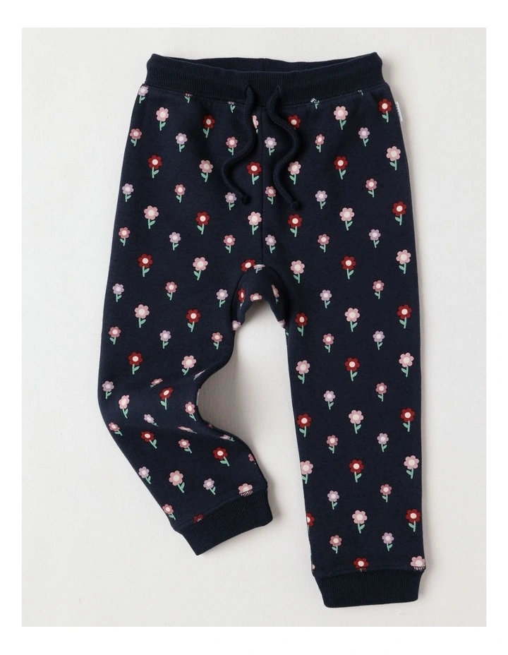 Essential Navy Floral Trackpants in Navy image 1