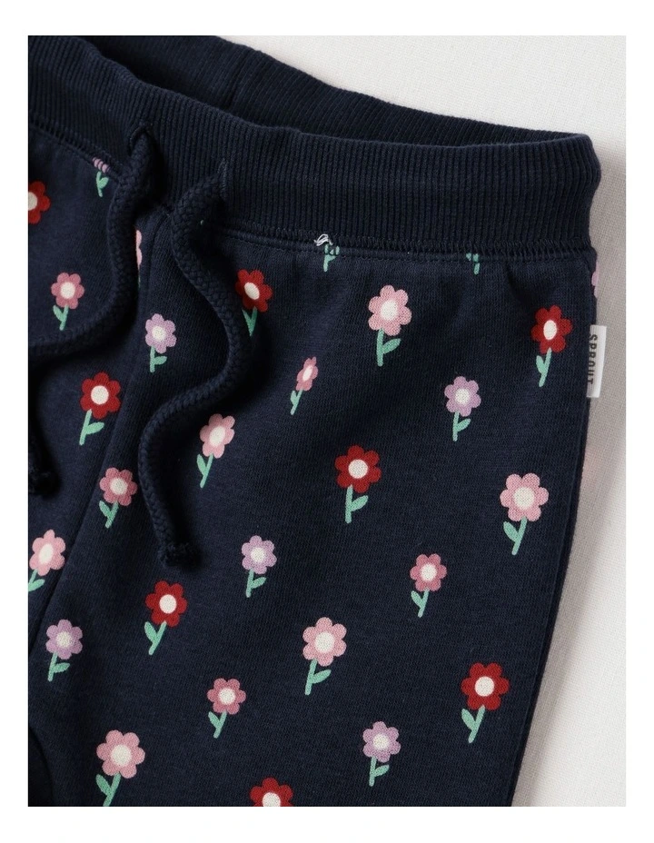 Essential Navy Floral Trackpants in Navy image 2