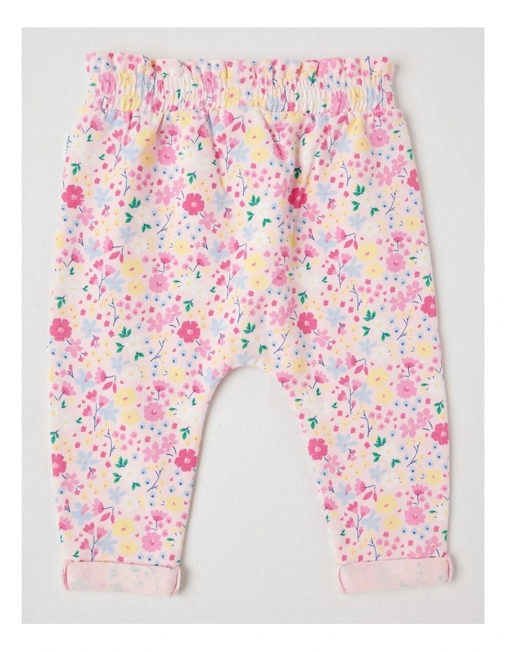 Bow Front Floral Trackpants in Blush image 3