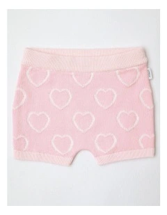 Essential Heart Knit Shorts in Rose