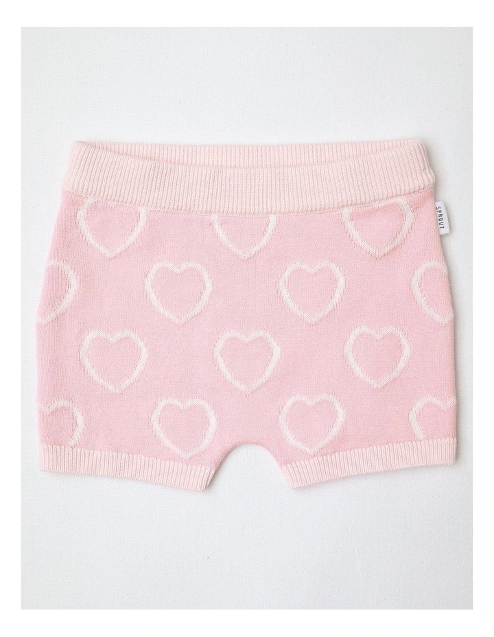 Essential Heart Knit Shorts in Rose image 1