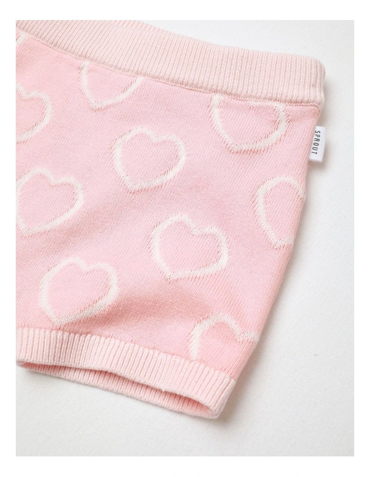 Essential Heart Knit Shorts in Rose image 2