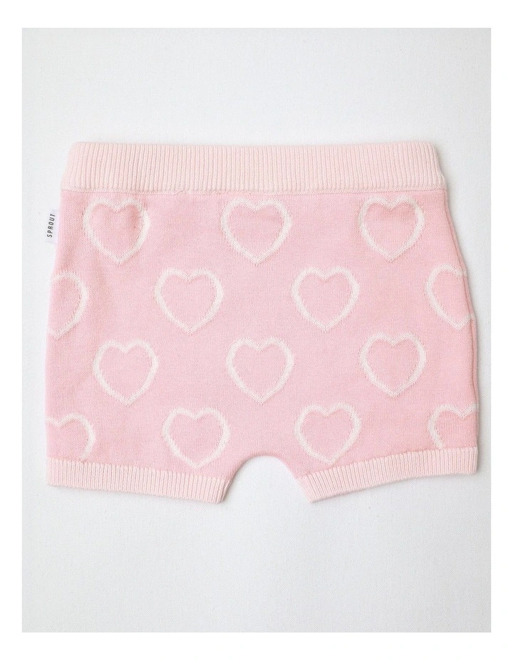 Essential Heart Knit Shorts in Rose image 3