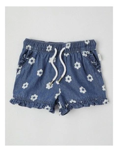 Essentials Chambray Shorts in Dusty Blue