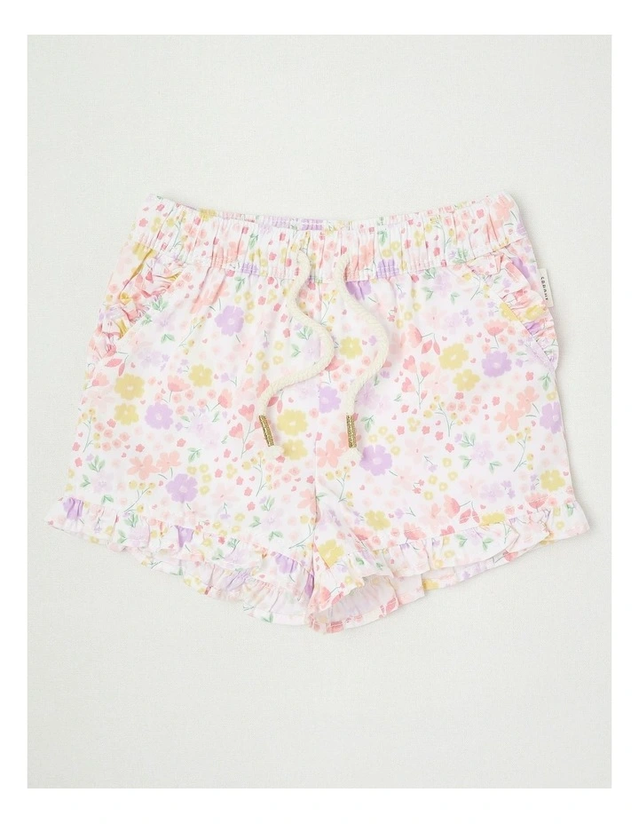 Essentials Ditsy Floral Shorts in White image 1