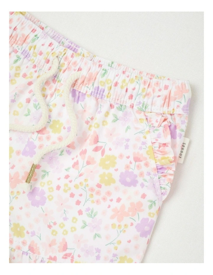 Essentials Ditsy Floral Shorts in White image 2