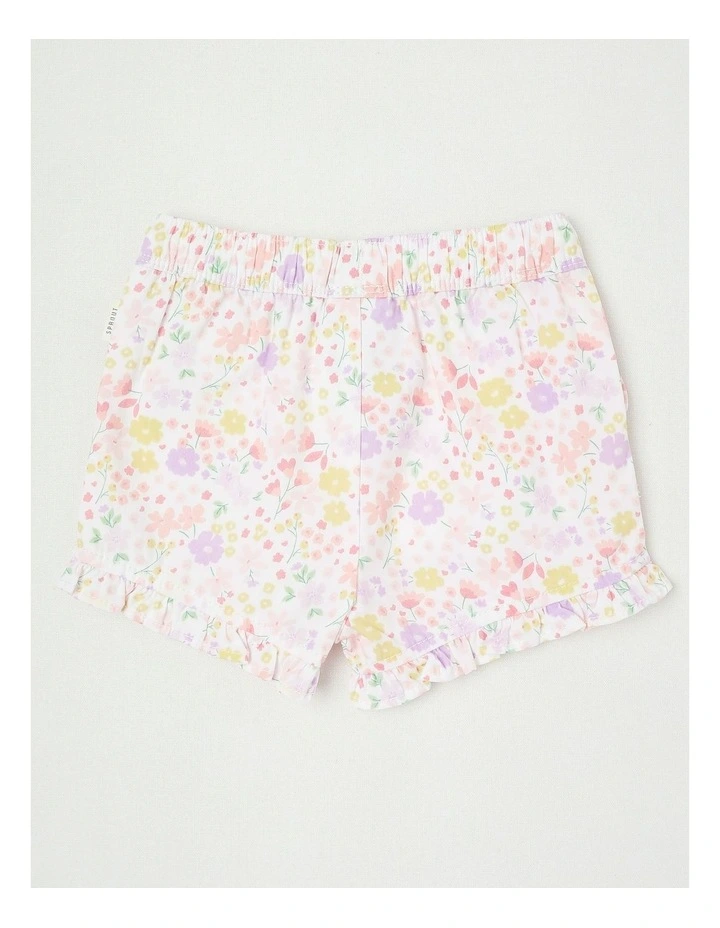 Essentials Ditsy Floral Shorts in White image 3