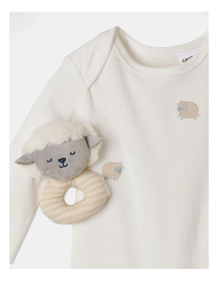 Rib Toy Coverall in Beige image 2