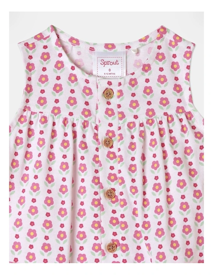 Sprout Flower Placket Romper in White MYER