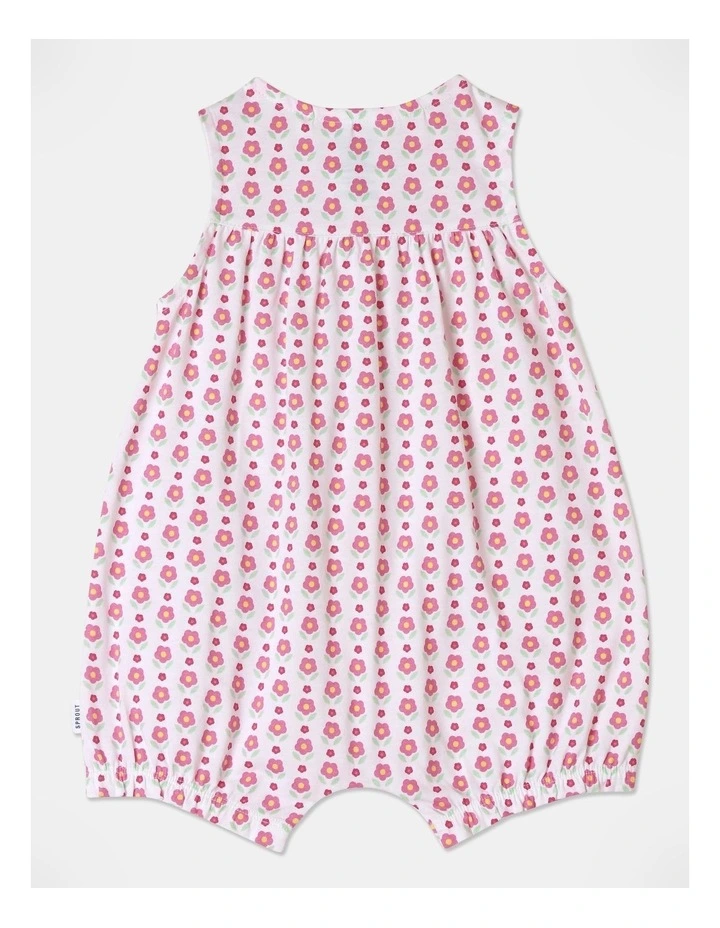 Sprout Flower Placket Romper in White MYER