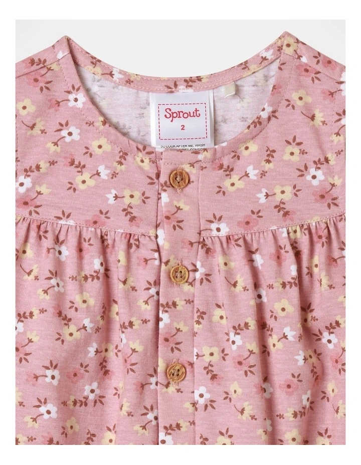 Flower Embroidery Gingham Romper in Camel image 2