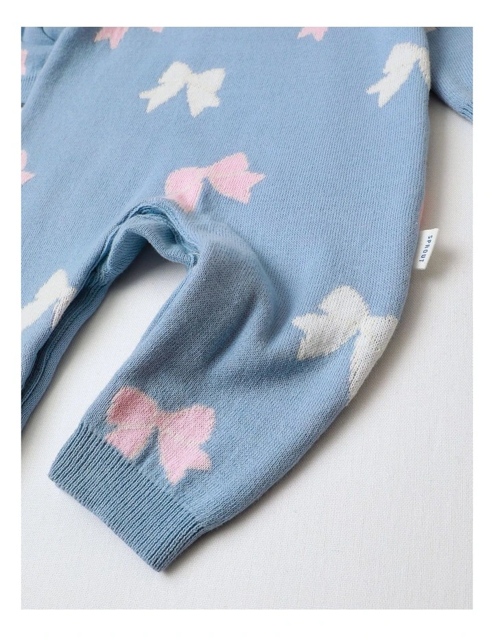 Bow Knit Coverall in Dusty Blue image 2