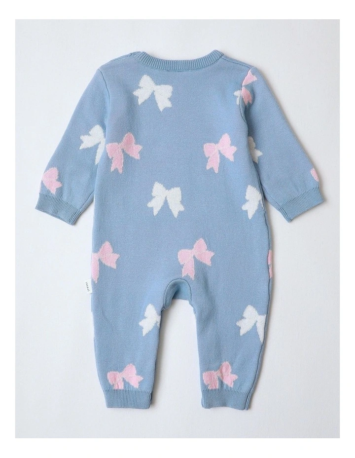 Bow Knit Coverall in Dusty Blue image 3