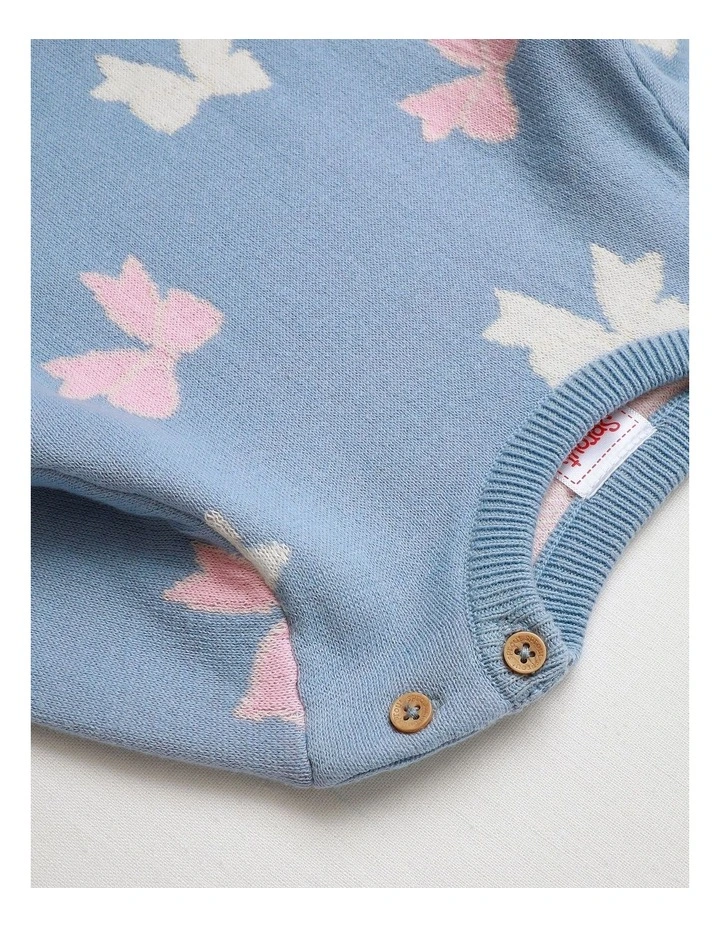 Bow Knit Coverall in Dusty Blue image 4