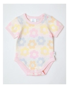 Essential Pastel Petals Knit Body Suit in Cream