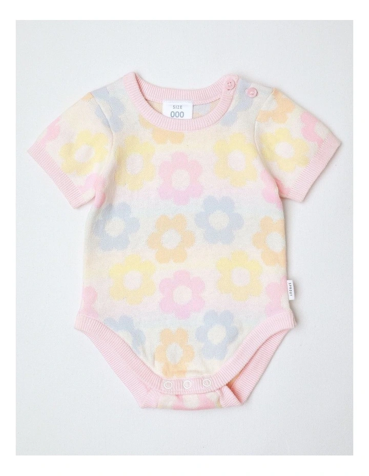 Essential Pastel Petals Knit Body Suit in Cream image 1