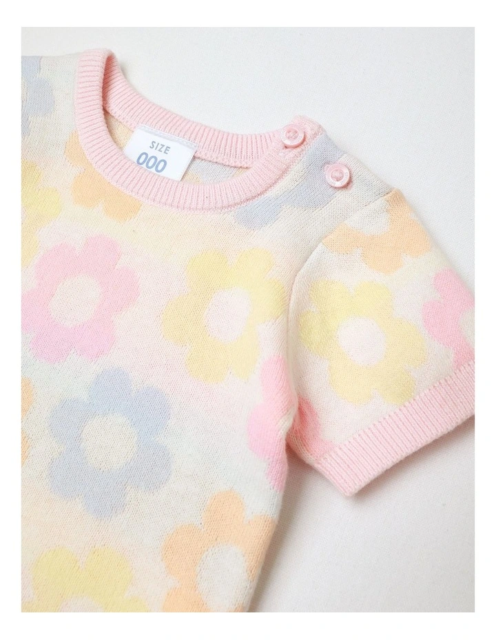Essential Pastel Petals Knit Body Suit in Cream image 2