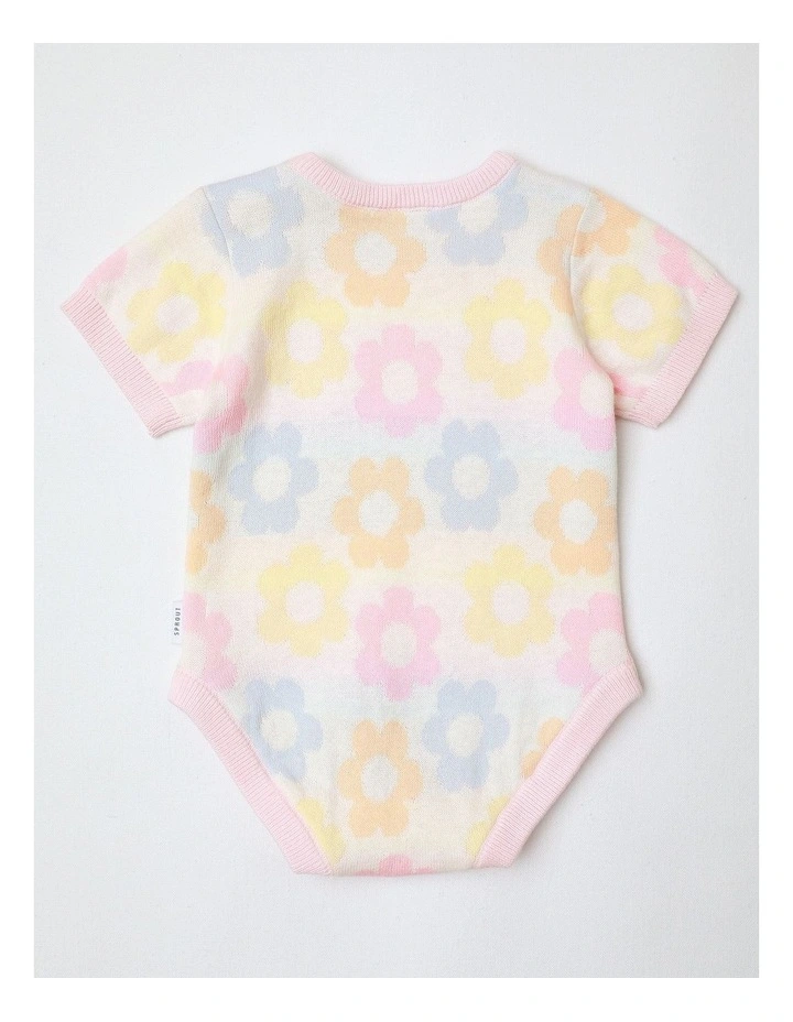 Essential Pastel Petals Knit Body Suit in Cream image 3