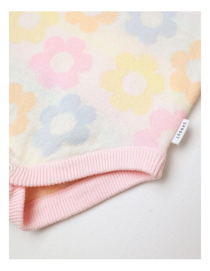 Essential Pastel Petals Knit Body Suit in Cream image 4