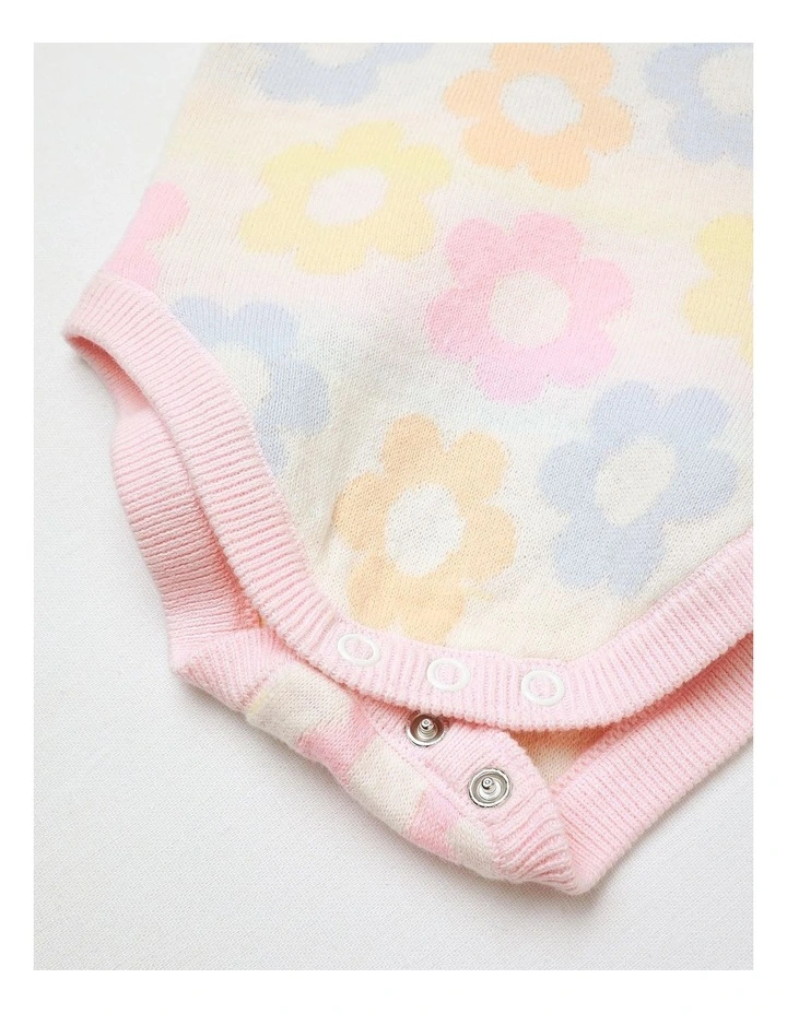 Essential Pastel Petals Knit Body Suit in Cream image 5