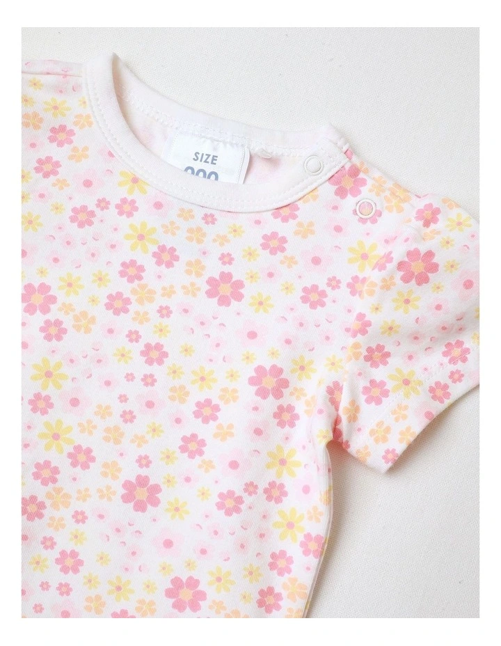 Puff Sleeve Ditsy Floral Bodysuit in White image 2
