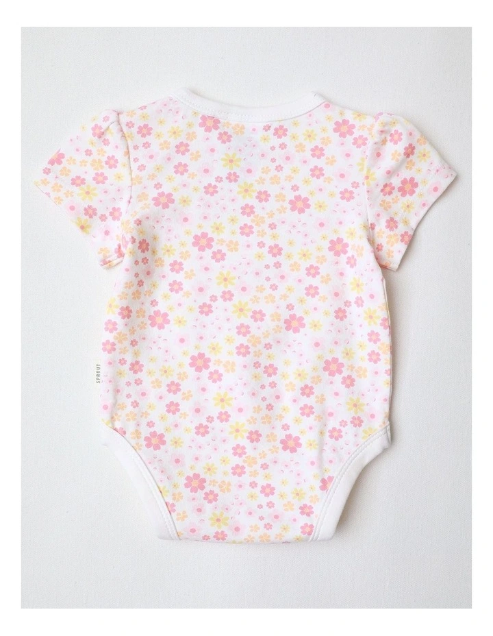 Puff Sleeve Ditsy Floral Bodysuit in White image 3