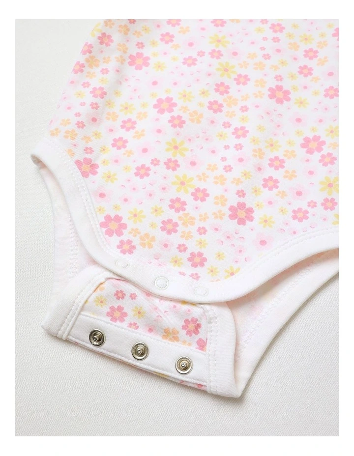 Puff Sleeve Ditsy Floral Bodysuit in White image 4