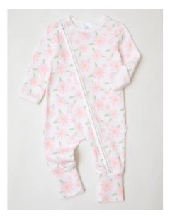 Essential Large Flower Rib Coverall in White