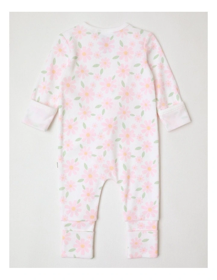 Essential Large Flower Rib Coverall in White image 3