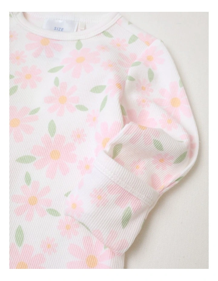 Essential Large Flower Rib Coverall in White image 5