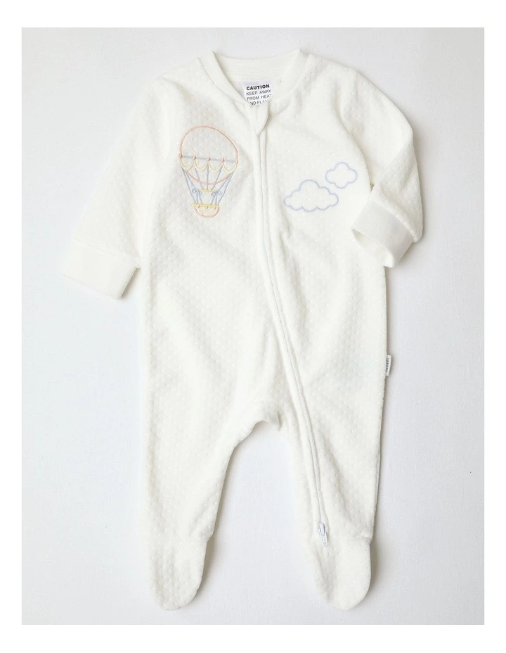 Newborn Cozy Balloon Coverall In White image 1