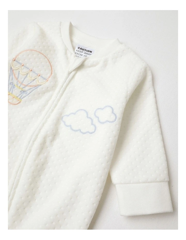 Newborn Cozy Balloon Coverall In White image 2