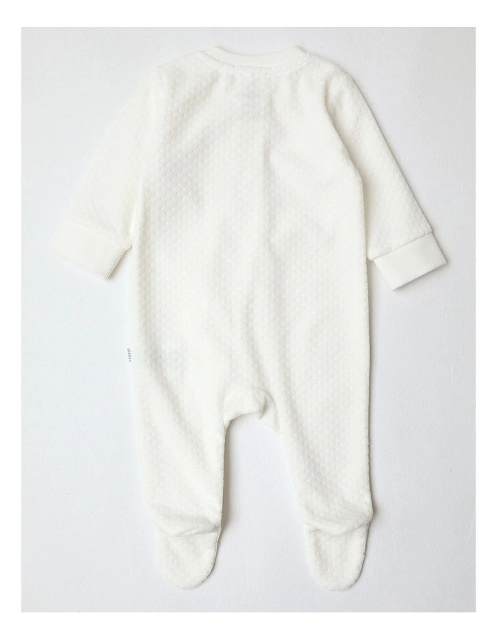 Newborn Cozy Balloon Coverall In White image 3