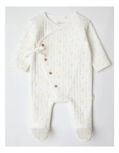 Newborn Quilted Ditsy Floral Coverall in White