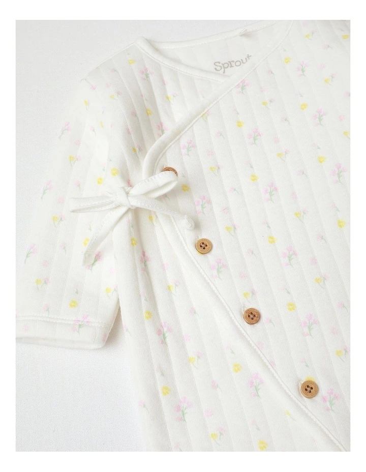 Newborn Quilted Ditsy Floral Coverall in White image 2