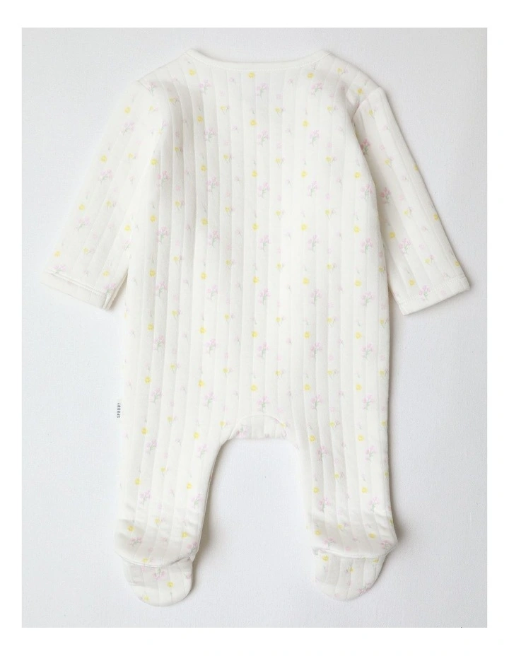 Newborn Quilted Ditsy Floral Coverall in White image 3