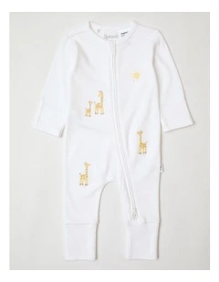 Newborn Lyocell Safari Coverall in White