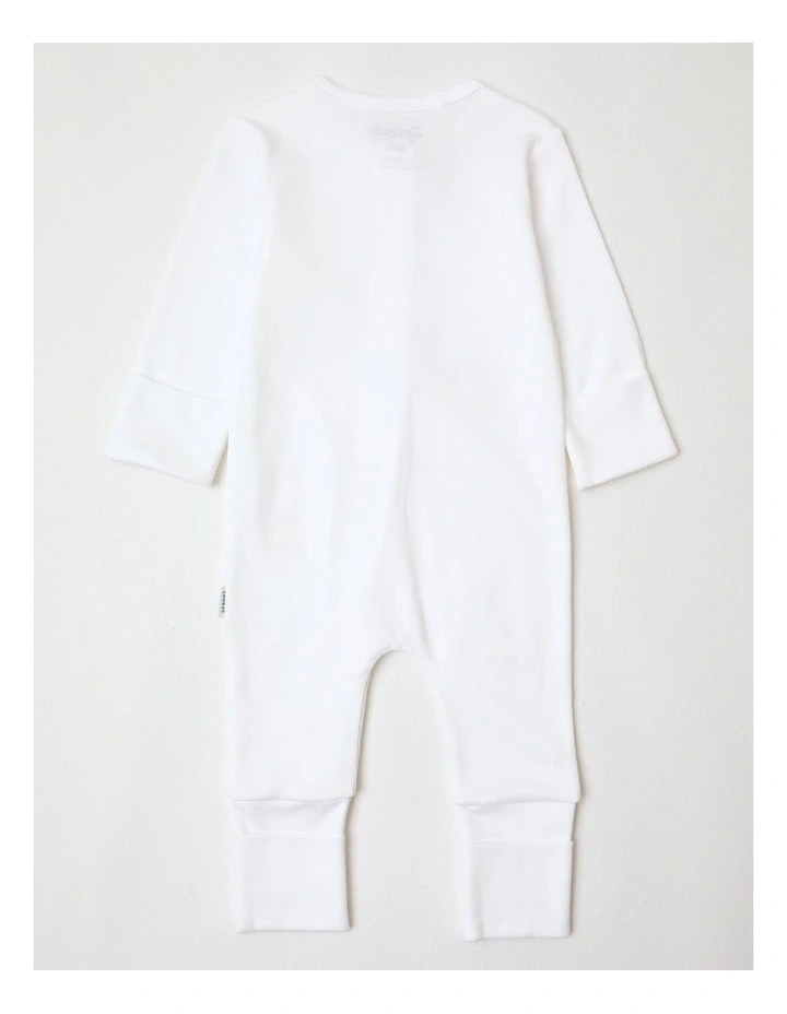 Newborn Lyocell Safari Coverall in White image 3