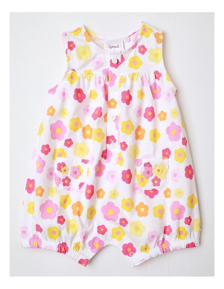 Floral Romper in White image 1