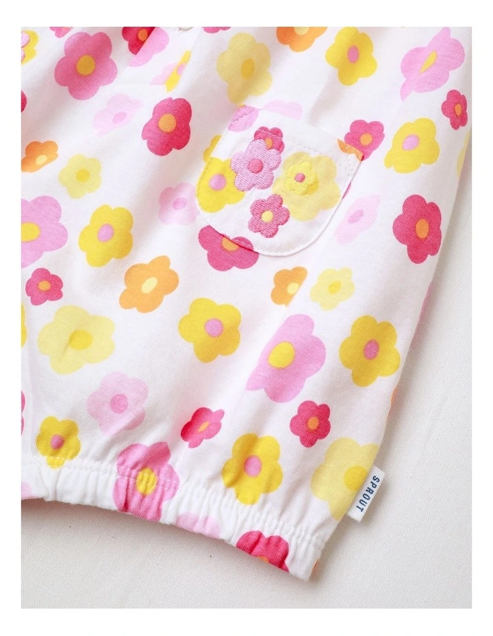 Floral Romper in White image 3